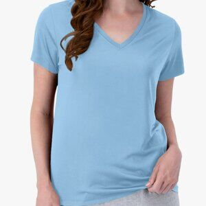 Hanes Women's Sky Blue Cooldri Short Sleeve Performance V-Neck T-Shirt (Small)